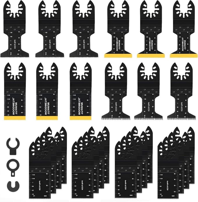 28pcs Oscillating Saw Blades, Oscillating Tool Blades Professional Universal Quick Release Multi Tool Blades Wood - ShopVlot