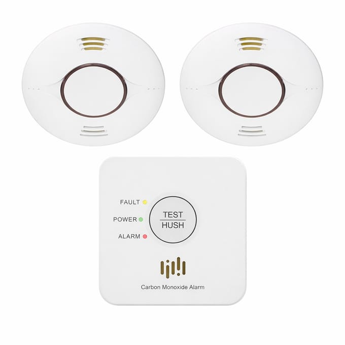 Koppelbare brandveiligheidsset – 2× rookmelder + 1× koolmonoxidemelder – 10 jaar batterij