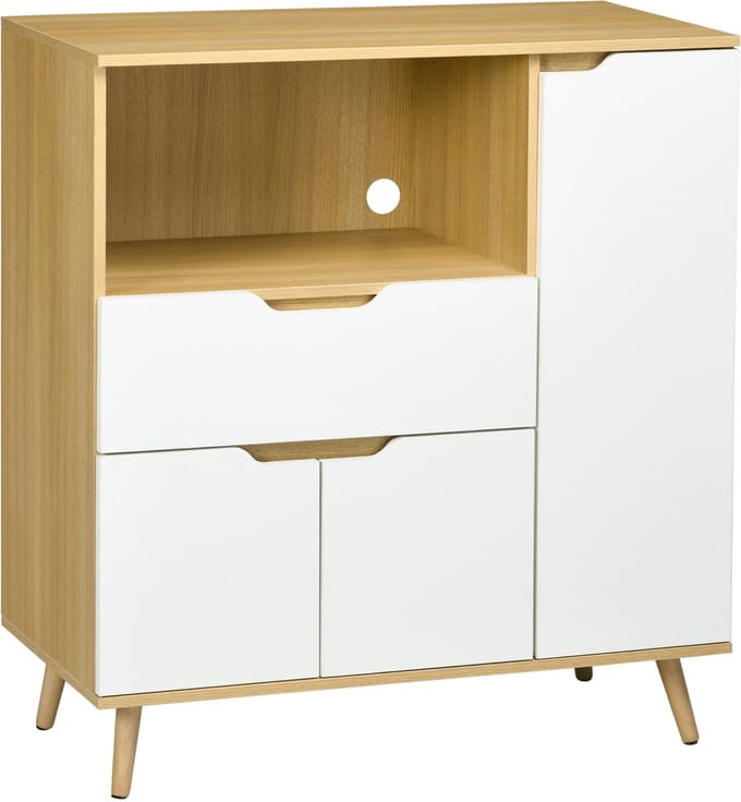 HOMCOM Magnetronkast - Spaanplaat - 90x40x98,5cm - Wit