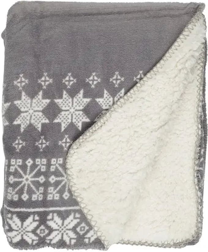Unique Living Plaid Snowflake - Winter - 130x160 cm - Grijs