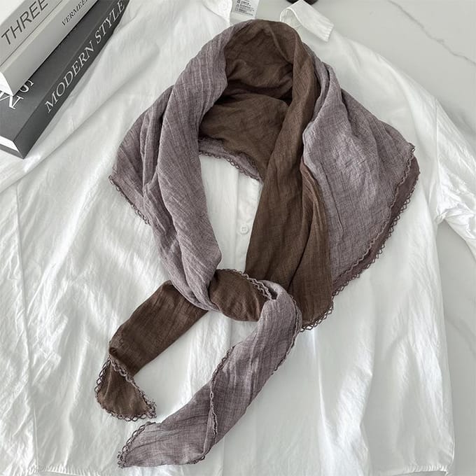 Diamantvormige sjaal van tweekleurig katoen en linnen voor dames, veelzijdige lange sjaal, elegante sjaal 80*140cm zwarte grijze kleur