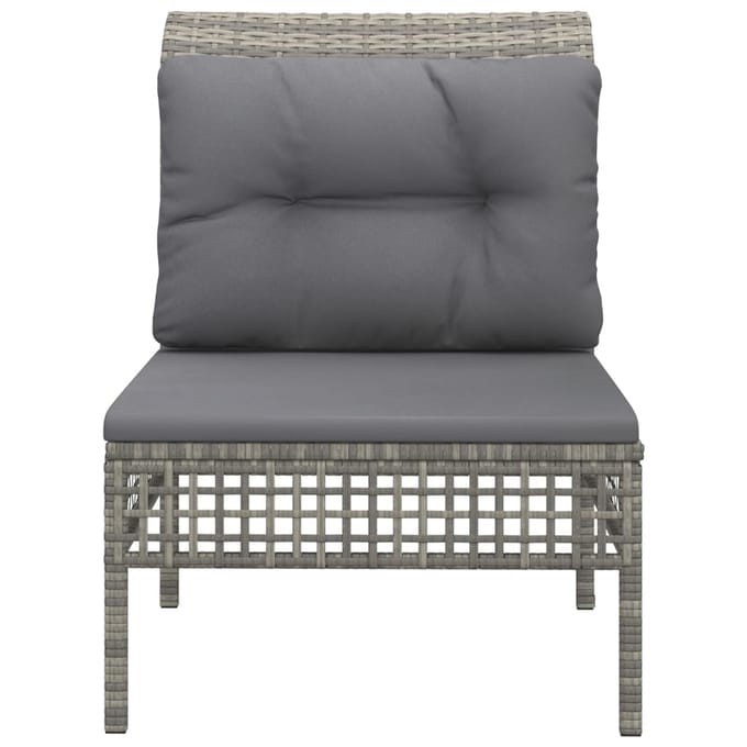 vidaXL - Tuinmiddenbank - met - kussens - poly - rattan - grijs