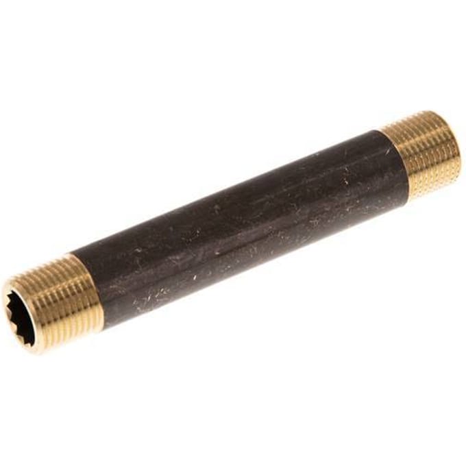 G 3/8'' Messing Dubbele Pijpnippel 16 Bar DIN 2982 - 100mm - FL2S-M-B-038G-100L