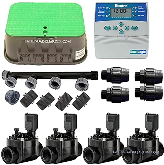 Automatische Irrigatieset - Bewateringscomputer - Tuin Automatiseren - 4 Zones Programmeerbaar - 11 cm Hoogte Klep - Grijs