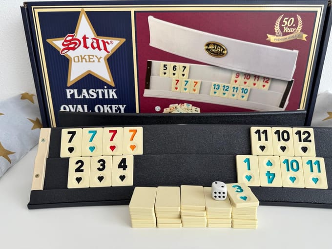 Rummy ovaal gebogen - Rommé ovaal gebogen - Okey Set ovaal gebogen Plastic - Gebogen Rummy Set Plastic - Gebogen Okey Set Plastic
