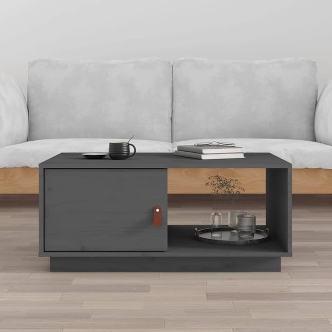 vidaXL - Salontafel - 80x50x35,5 - cm - massief - grenenhout - grijs