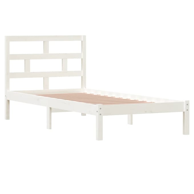 vidaXL - Bedframe - massief - grenenhout - wit - 90x200 - cm