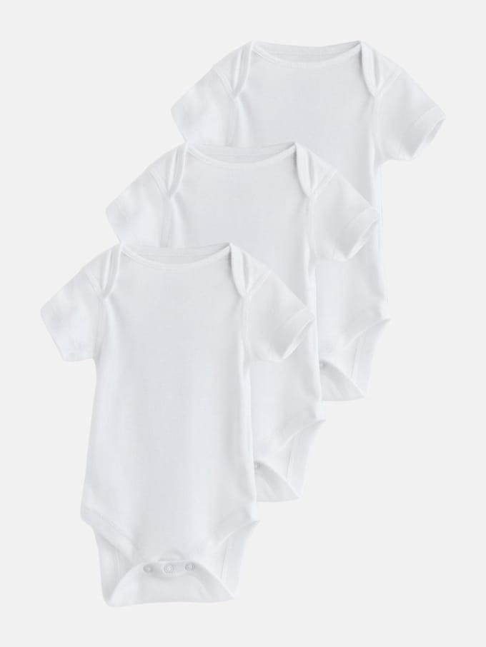 Next - Pasgeboren unisex - 3 Huidvriendelijke rompertjes - Wit