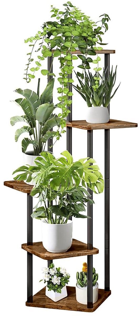 Plantenstandaard binnen - 107x58x58 cm - zwart-bruin