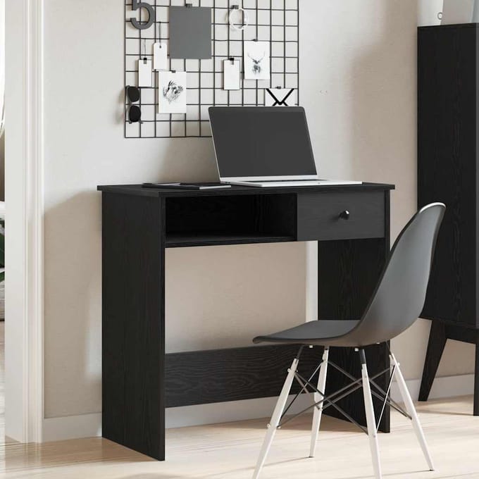 vidaXL - Bureau - 80x40x75 - cm - bewerkt - hout - zwart