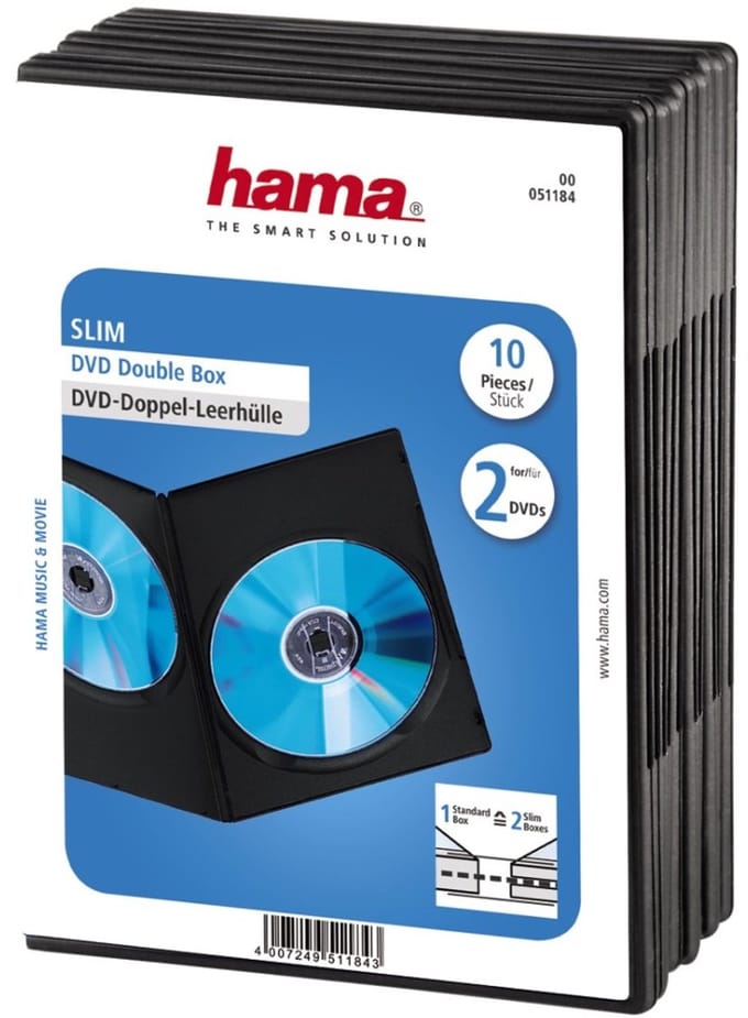 Hama DVD-ROM Slim Double Box - opslag DVD slim jewel case
