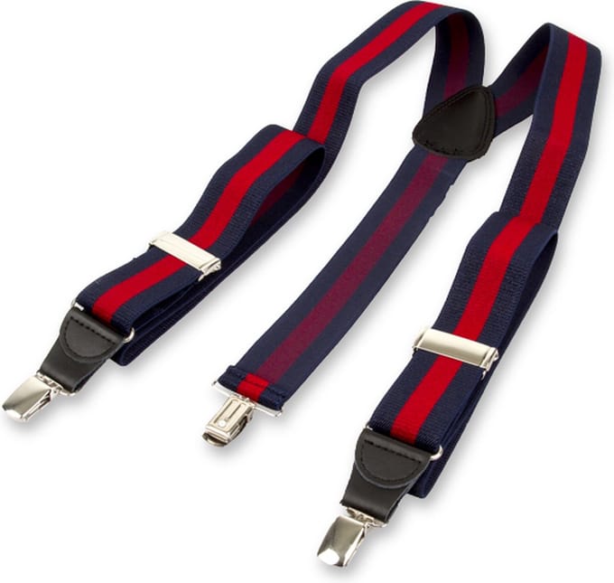E.L. Cravatte Bretels - Gestreept - Donkerblauw / Rood