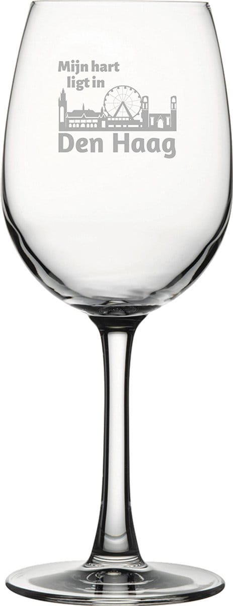 Gegraveerde witte wijnglas 36cl Den Haag