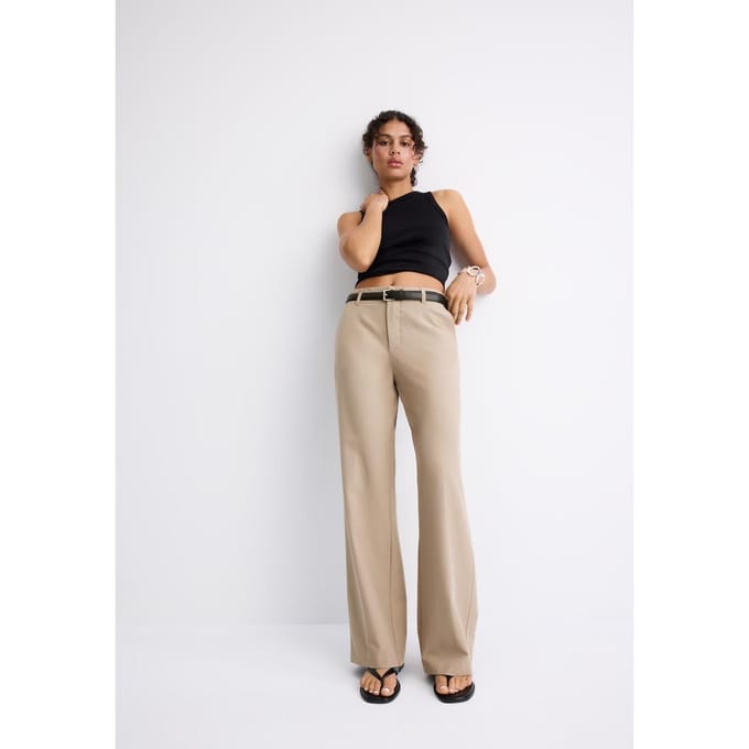 Stradivarius Rechte nette broek met riem  Bruin 38