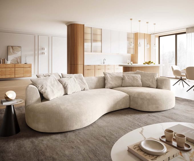 Sofa Edina Cord Beige 330x170 cm