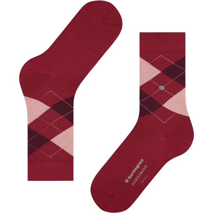 Burlington Marylebone gedessineerd wol sokken dames rood - maat 36-41