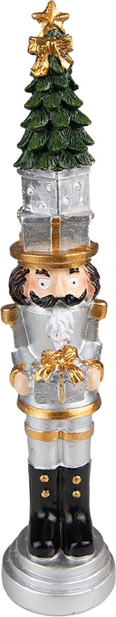 Clayre & Eef Kerstdecoratie Notenkraker 25 cm Zilverkleurig Polyresin