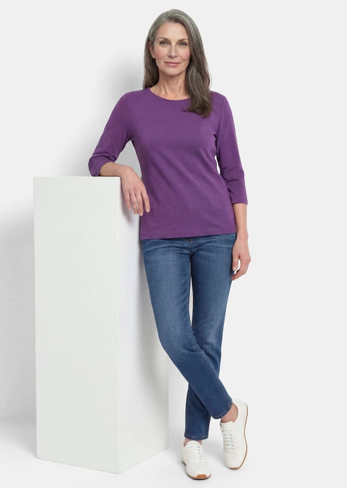 Basic shirt van interlock-jersey - paars - Gr. 19 van Goldner Fashion