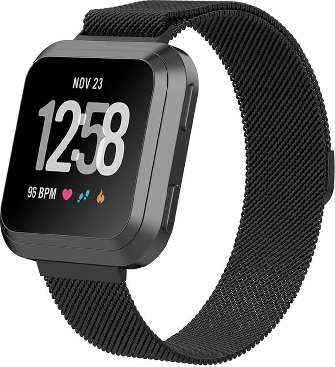 Bandje geschikt voor Fitbit Versa 2 - Zwart Milanese Band