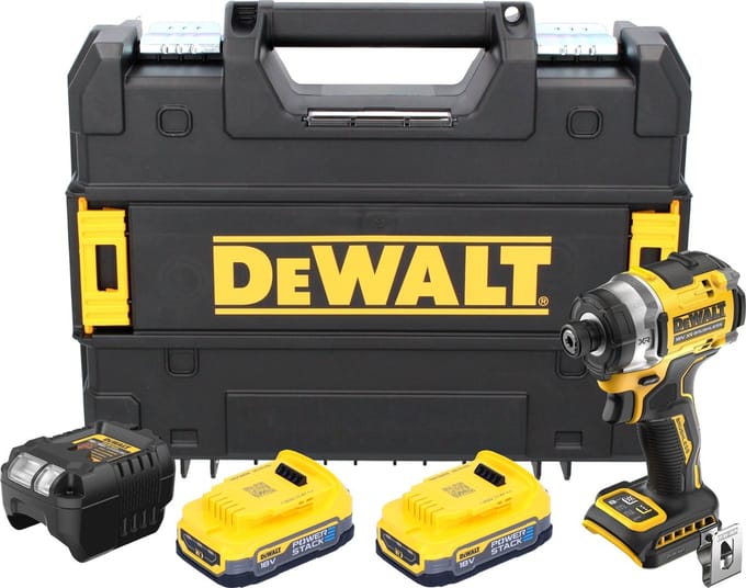 DeWalt DCF 860 E2T accu-slagmoersleutel 18 V 282 Nm 1/4" borstelloos + 2x Powerstack accu 1,7 Ah + oplader + TSTAK