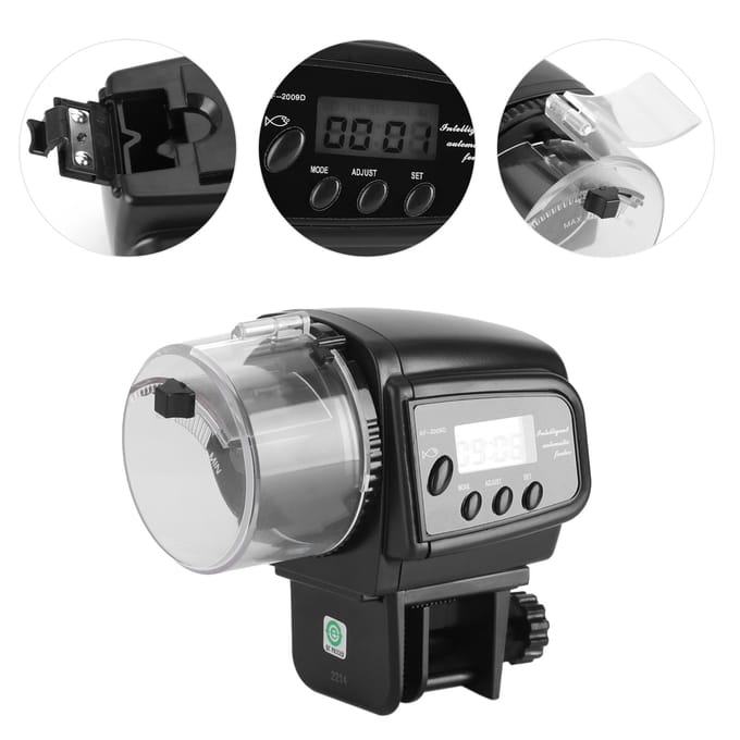 Digitale LCD Elektronische Visvoeder Dispenser Timer Automatische Aquarium Tank Voedermachine gray