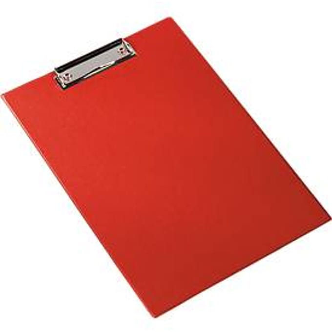Klembord, A4, kunststof, met ophangoog, rood