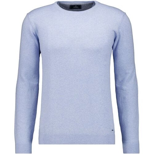 Ragman Trui Supersoft Knit Pullover Knitted Elbow Patches Licht Blauw / male