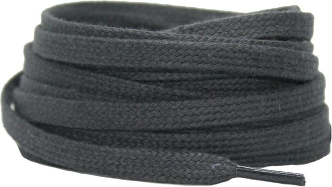 Platte katoenen veters 6mm Donkergrijs 120cm - sneakers