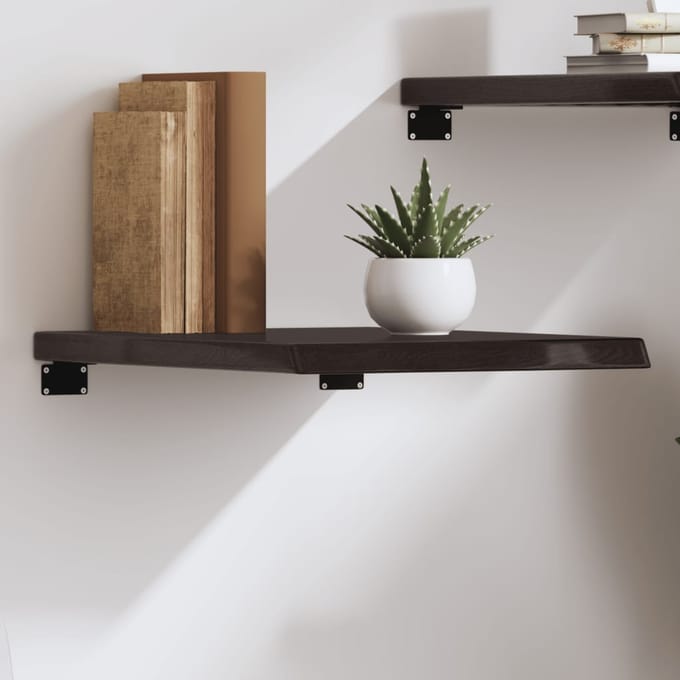 vidaXL - Wandschap - 40x60x(2-4)cm - behandeld - massief - eikenhout - donkerbruin