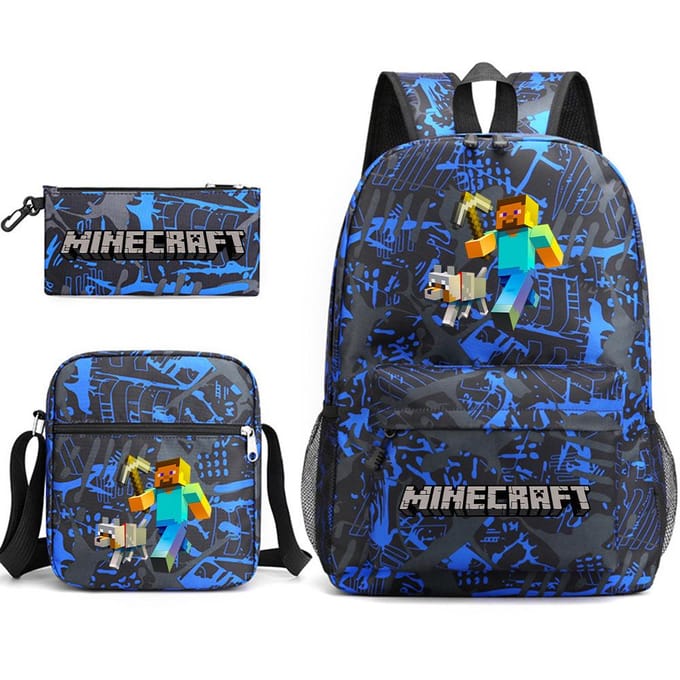 Minecraft Schooltas Game Merchandise Student Grote Capaciteit Print Drie Delige Schooltas Mannen En Vrouwen Three-piece set