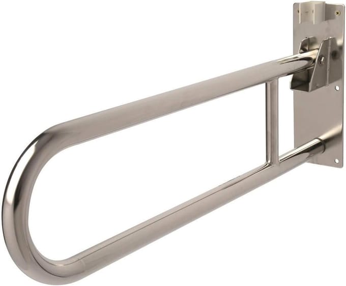 Inschuifbare Handgreep - Douchegreep Handgreep - Veilig Douchen - Roestvrij Staal - H300 x B100 x D850 mm - Wit