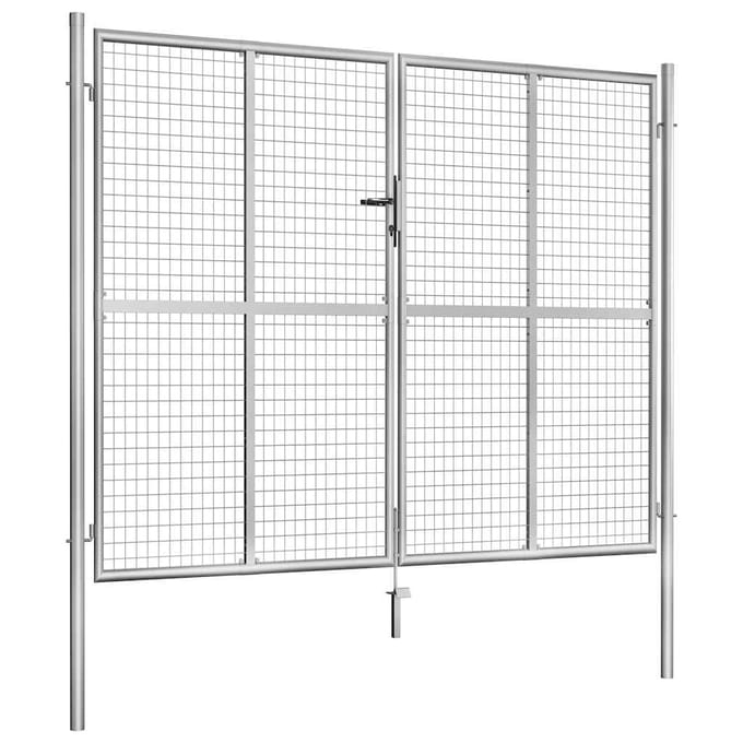vidaXL - Tuinpoort - gegalvaniseerd - staal - 306x200 - cm - zilver