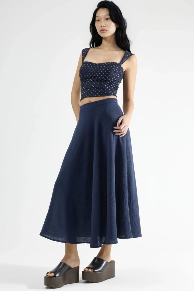 Hooggewaisted Textured A-Line Maxi Rok