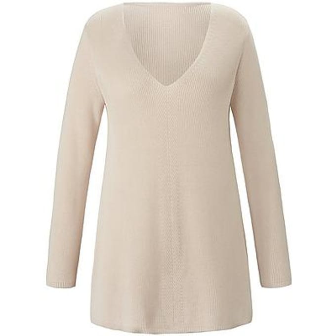 Trui in A-lijn V-hals Van Emilia Lay beige