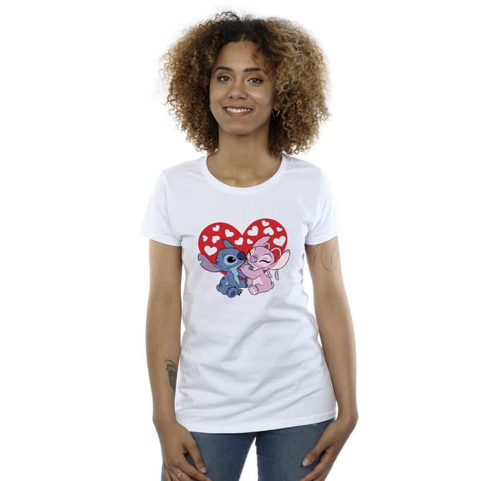 Disney Dames/Dames Lilo & Stitch Hartjes Katoenen T-Shirt (Wit)