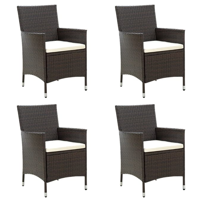 vidaXL - Tuinstoelen - 4 - st - met - kussens - poly - rattan - bruin