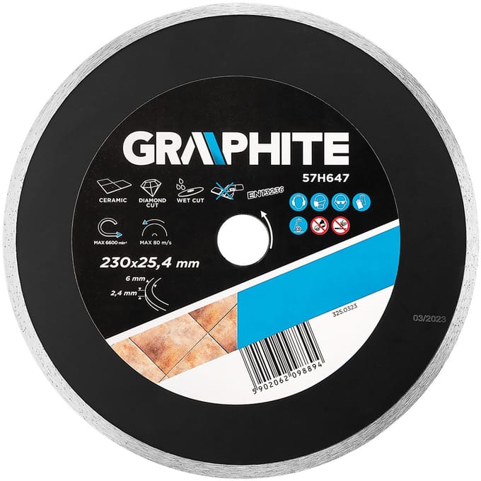 GRAPHITE - Diamant Doorslijpschijf - 230 mm - 25,4 mm - Vol Segement