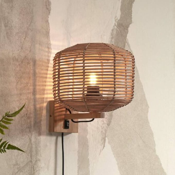 GOOD&MOJO Wandlamp Tanami - Rotan - Ø25cm - Binnen Modern