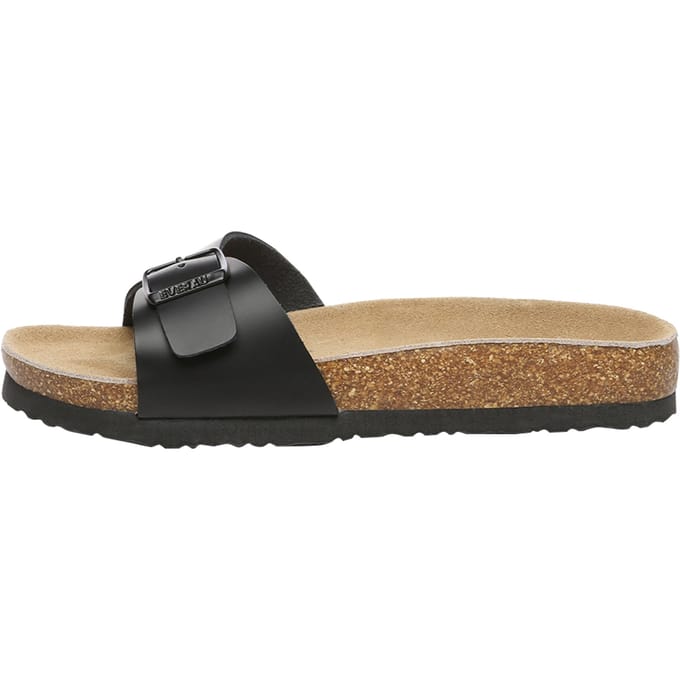 EVER AU Dames Swan Leather Easy Slip-On Sandalen - Zwart Leer