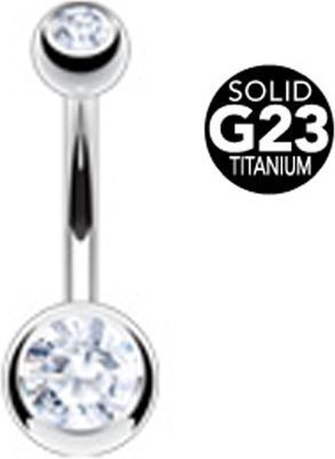 Piercing titanium steen 1.6x10x8 - zilver wit - LMPiercings