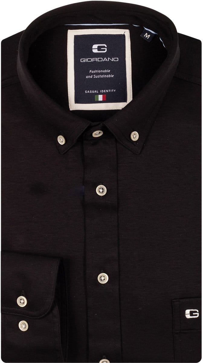 Giordano – Ivy – Overhemd – Liquid cotton – button down kraag - Zwart - Regular Fit - NOS7078-90