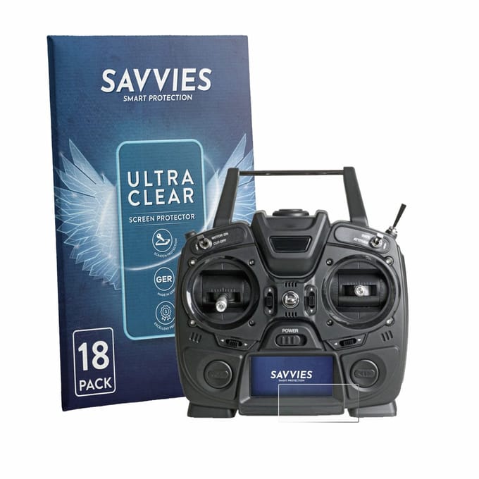 Savvies - Screenprotector voor Graupner MZ-10 HOTT - Folie Beschermfolie transparant 18 Stuks