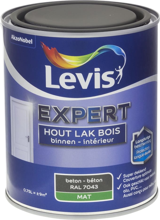 Levis - Expert Hout Lak Binnen Mat - Beton - 0,75 L