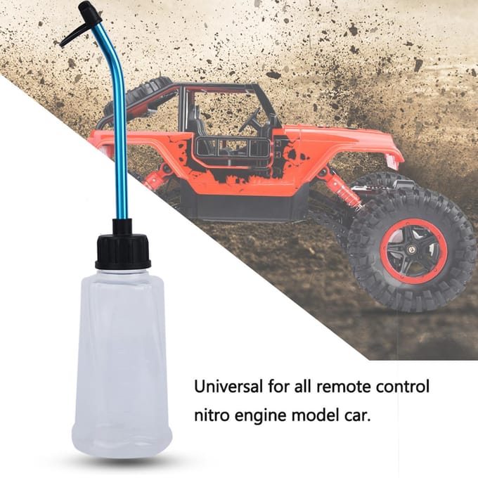 Nitro Motor Brandstofvuller Navulfles met Aluminium Legering Rietje voor RC Modelauto 250ML Wit blue