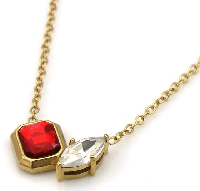 Ketting - RVS - kristallen - 40-45 cm