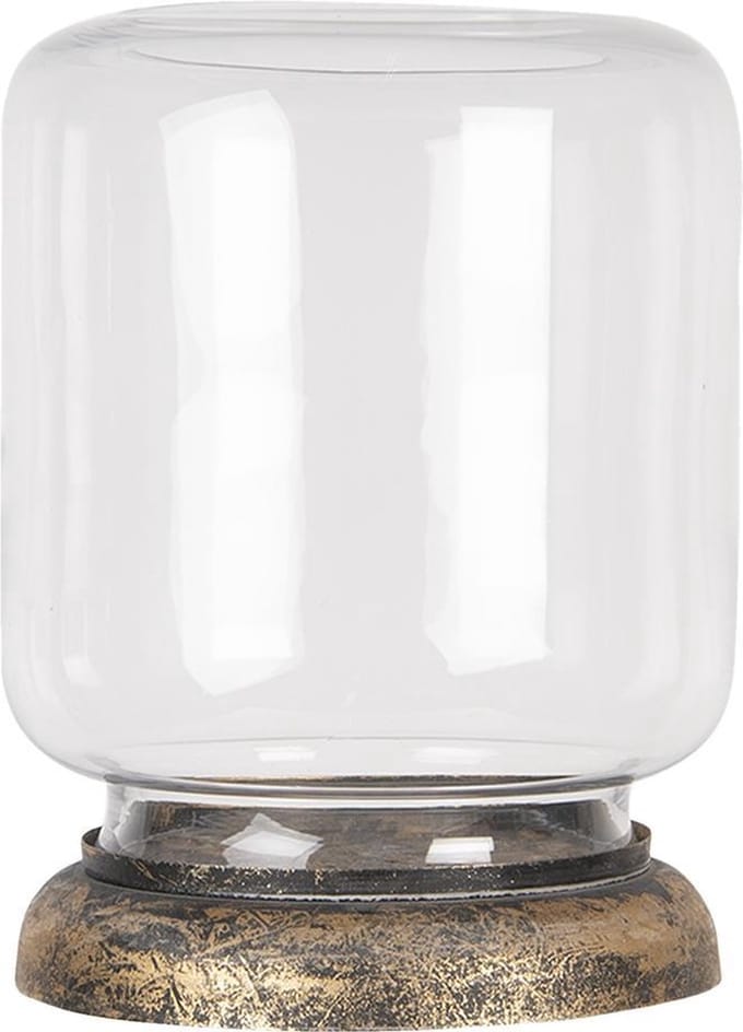 Clayre & Eef Windlicht Ø 21x27 cm Metaal Glas Rond Kaarsenhouder