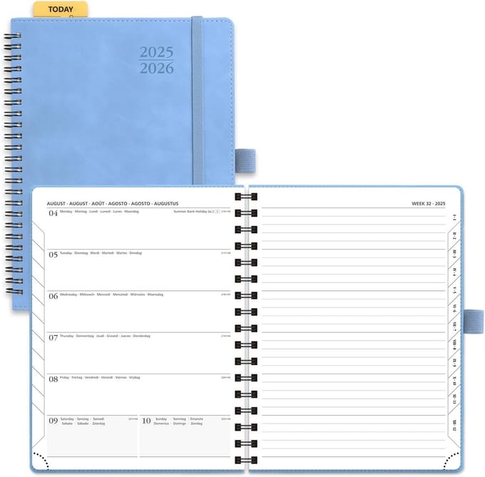 Agenda 2025 & 2026 Weekplanner Notitieboek A5 Inclusief Maandtabbladen