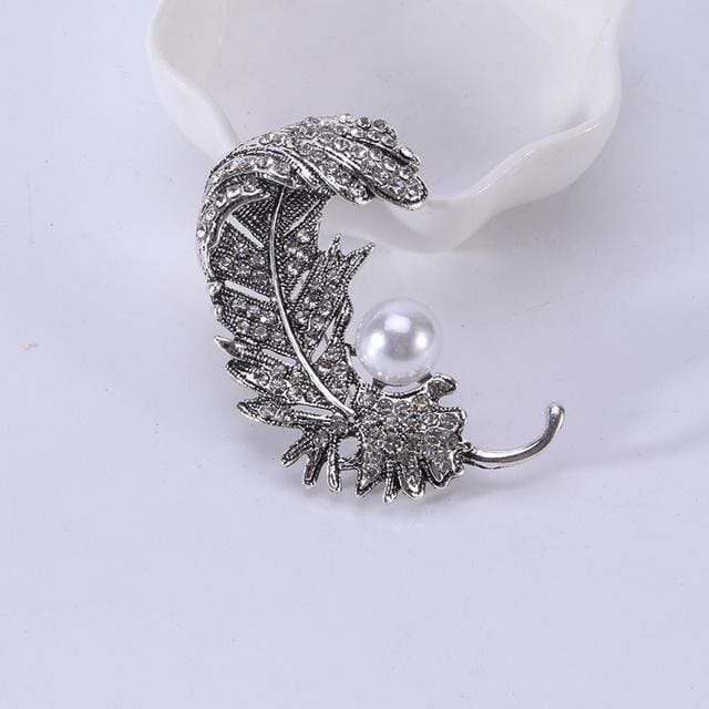 Broche Feuille Style Perle Haut de Gamme Exquise Accessoires Vêtements Broche Broche gray