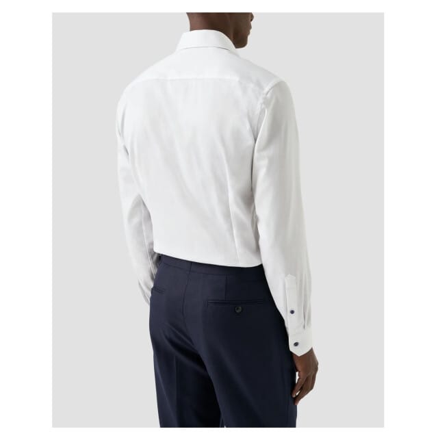 Eton Navy Details Signature Twill Shirt  Wit 100012358