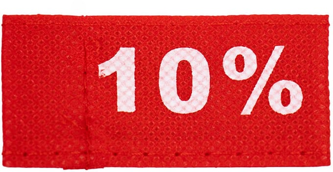50x Kledinglabel 3x6cm - 10% rood